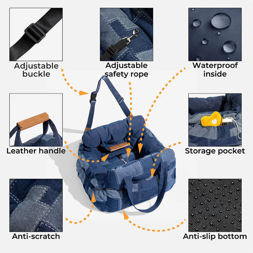 Portable Leisure Outing Pet Bolster Large Dog Car Seat Bed