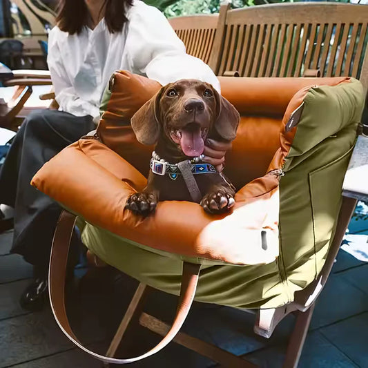 Deluxe Faux Leather Dog Car Seat Booster Bed - Urban Voyager